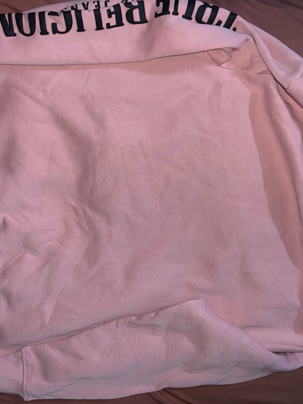 True Religion Pink Hoodie with Buddha Guitar Graphic - Picture 2 of 4